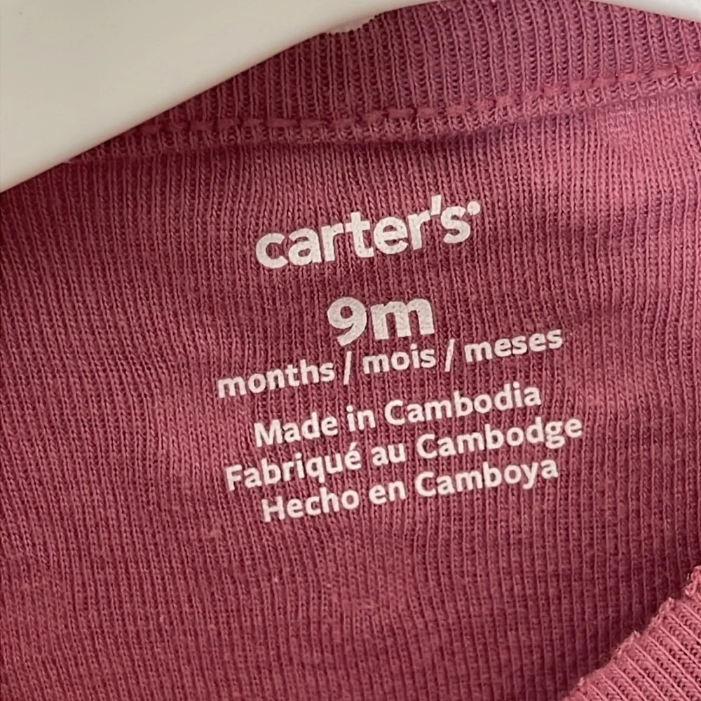 ❤️ CARTERS BABY Purple Romper with White Dots and Bee Patch Onsie 9 Months